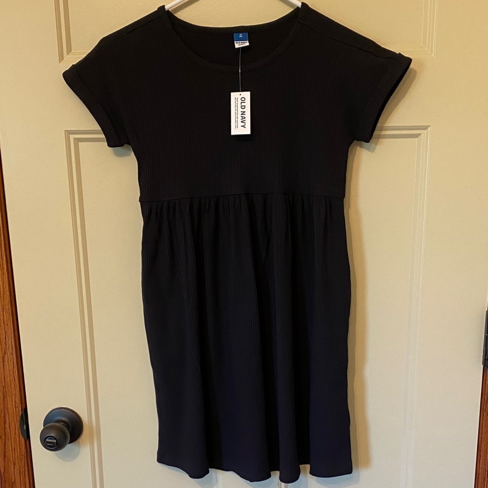 Classic Black Ribbed T-Shirt Dress